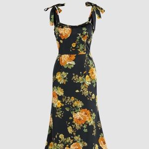 CIDER Floral Bowknot Mermaid Corset Midi Dress